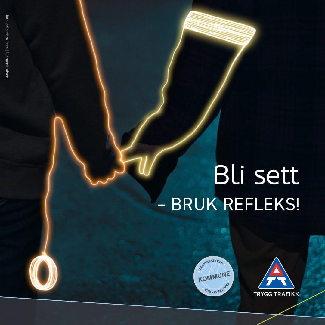 Plakat frå Trygg Trafikk som handler om refleksbruk - Klikk for stort bilete